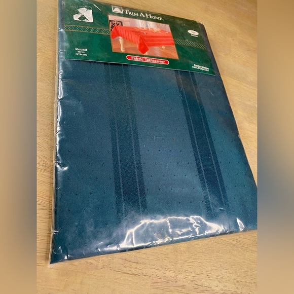 Vtg 60” Round Christmas Green Satin Stipe Cloth Tablecloth Trim A Home Kmart New - Picture 10 of 10